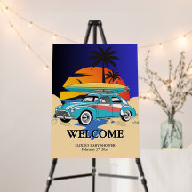 Retro Surfer Car Babydusche