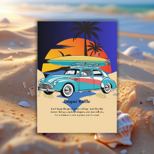 Retro Surfer Car Babydusche Begleitkarte