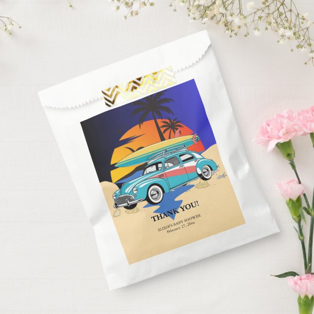 Retro Surfer Car Babydusche Geschenktütchen (Versiegelt)