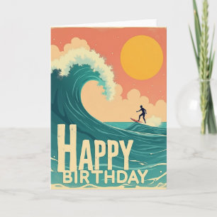Retro-Surfer-Geburtstagskarte Karte