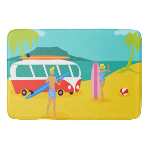 Retro Surfer-Paar-Bad-Matte Badematte