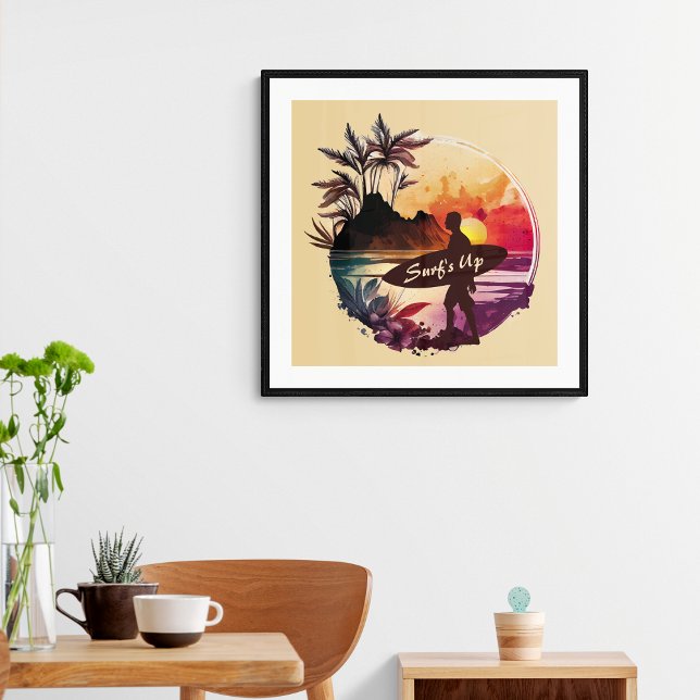 Retro Surfer Sunset Beach Poster (Von Creator hochgeladen)