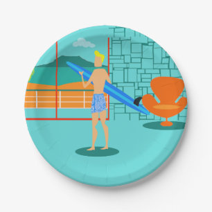 Retro Surfer-Typ-Papier-Teller Pappteller