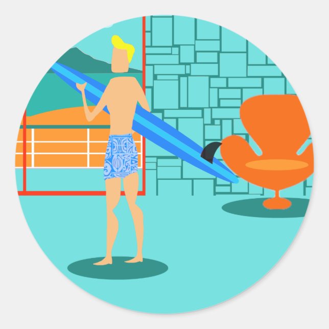 Retro Surfer Typ Sticker (Vorderseite)