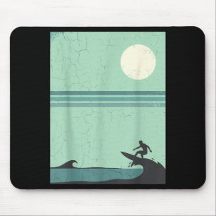 Retro Surfer Welle Mond Surfen Liebhaber Strand Oz Mousepad
