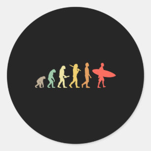 Retro-Surfing-Evolutionsgeschenk für Surfer Runder Aufkleber