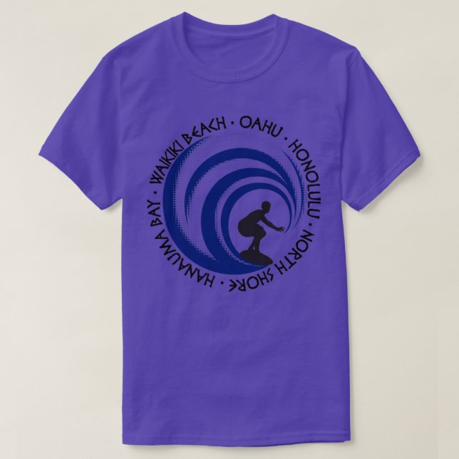 Retro Surfliebhaber Fan Beach Oahu T-Shirt (Design vorne)