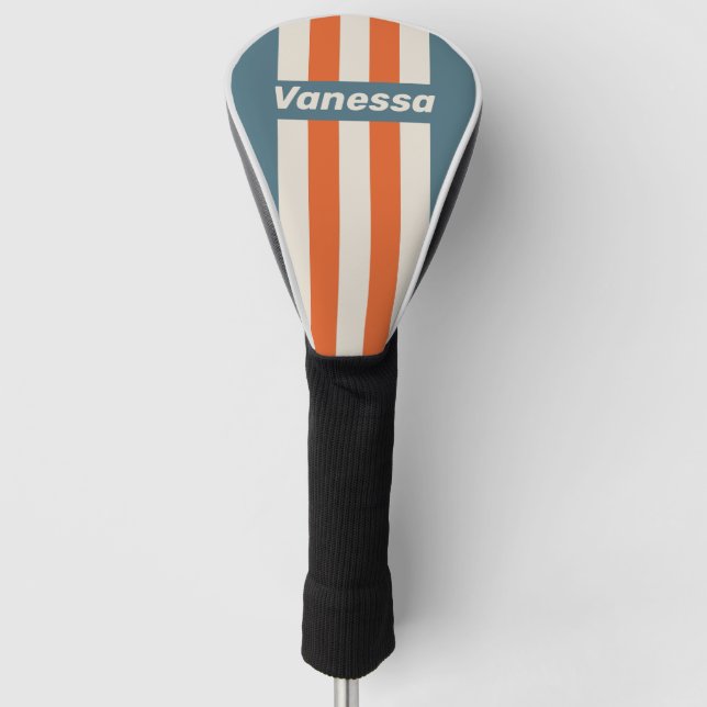 Retro Surfside Pin Stripes with Name Golf Headcover (Vorderseite)