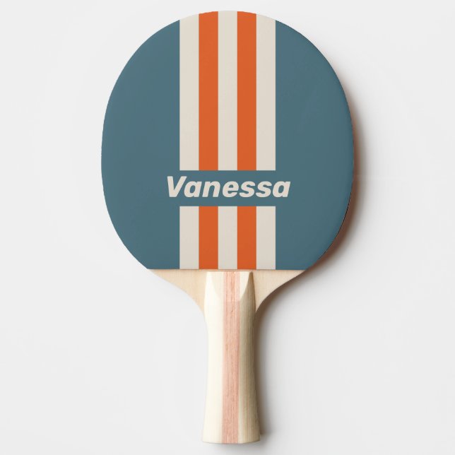 Retro Surfside Pin Stripes with Name Tischtennis Schläger (Vorderseite)