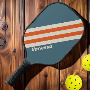 Retro Surfside Streifen mit Namen Pickleball Schläger