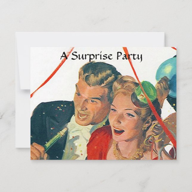 Retro Surprise Party feiert Verlobung Einladungen (Vorderseite)