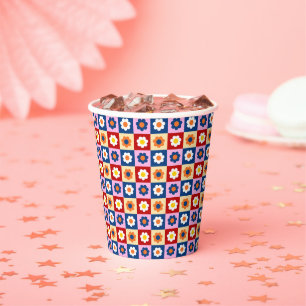 Retro Süß farbenfrohes Pastell-Blumenmuster Pappbecher