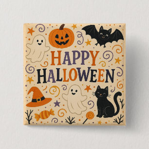 Retro, süß und wunderlich Frohes Halloween Button