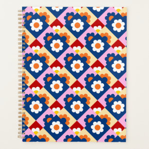 Retro Süße bunte Blumen Muster Planer