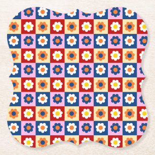 Retro Süße bunte Blumen Muster  Untersetzer