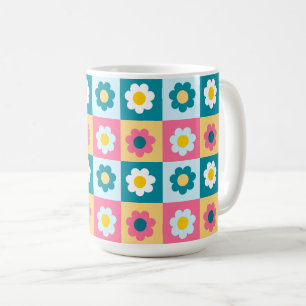 Retro Süße bunte Pastell-Blumen-Muster Kaffeetasse