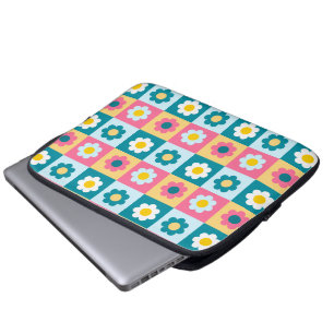 Retro Süße bunte Pastell-Blumen-Muster  Laptopschutzhülle