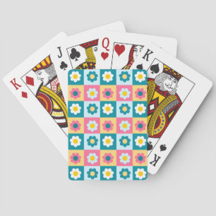 Retro Süße bunte Pastell-Blumen-Muster  Spielkarten