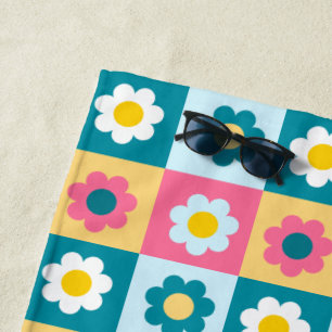 Retro Süße bunte Pastell-Blumen-Muster Strandtuch