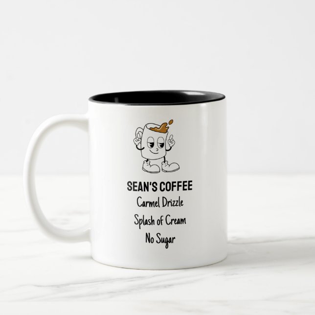 Retro Süße Figur Custom Coffee Order Tasse (Links)