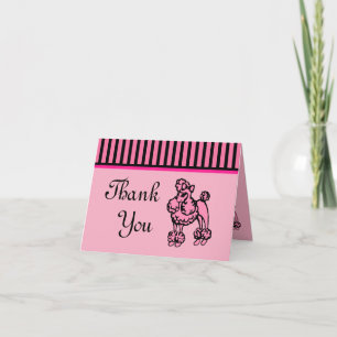 Retro Süße Französisch Rosa Pudel Dankeskarte