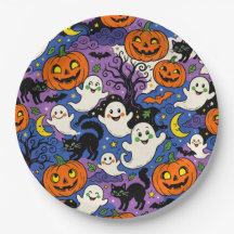 Retro Süße Geister & Kürbisse Halloween