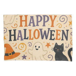 Retro, süße glückliche Halloween-Fledermaus, Geist Kissenbezug