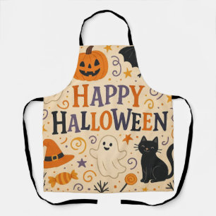 Retro, süße glückliche Halloween-Fledermaus, Geist Schürze