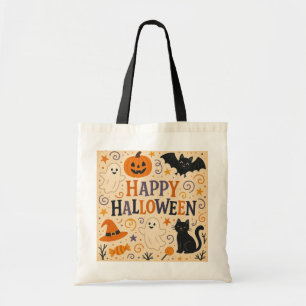 Retro, süße glückliche Halloween-Fledermaus, Geist Tragetasche
