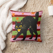 Retro süße Halloween-Schwarze Katze mit Streifen u