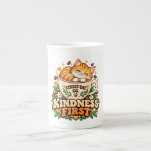 Retro Süße Katze Freundlichkeit zuerst Bone China Prozellantasse
