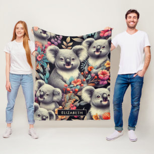 Retro süße Koala-Malerei Fleecedecke