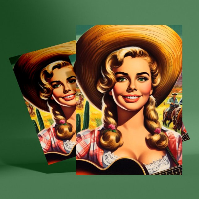 Retro süße Landfrau Postkarte (Von Creator hochgeladen)