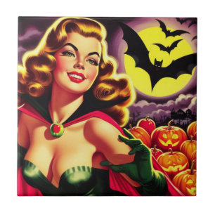 Retro süße Vampir-Pin-up Fliese