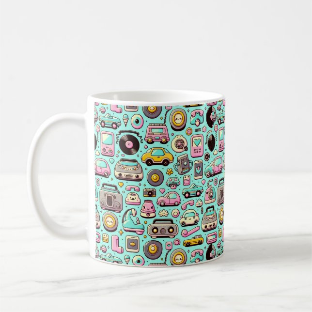 Retro-Süssen: Weiße Pastelle Kaffeetasse (Links)