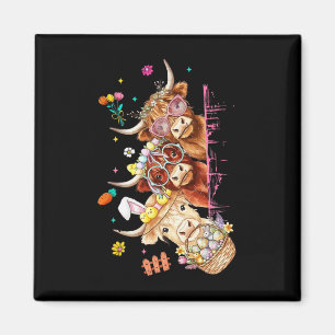 Retro süßer Hase Ostertag Kuhliebhaber Frühlings S Magnet