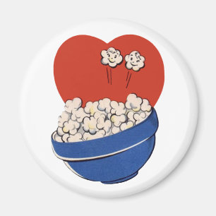 Retro süßer Humor, Schüssel Popcorn fürs Kino! Magnet