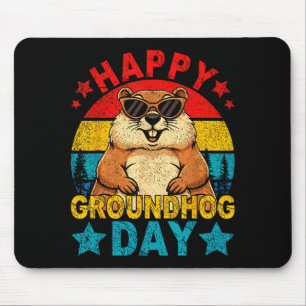 Retro süßes Murmeltier frohen Murmeltiertag Tier Mousepad