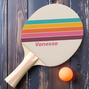 Retro-Süßigkeiten Regenbogen gestreift mit Namen Tischtennis Schläger