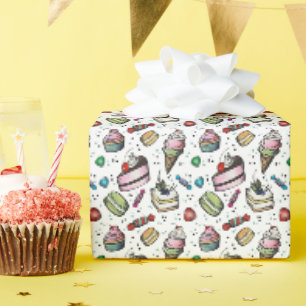 Retro-Süßigkeiten- Weiß Geschenkpapier