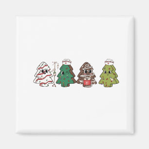 Retro-Süßigkeitenbaum Weihnachten Rosa Schleife Co Magnet