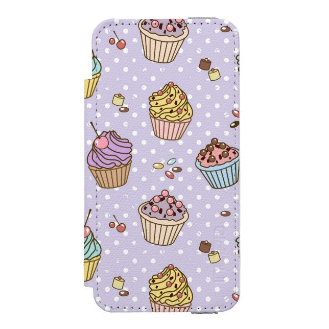 Retro Süßigkeitens-Muster Incipio iPhone Geldbeutel-Hülle (Folio Vorderseite)
