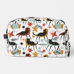 Retro Swanky Schwarze Katze in atomarer MCM-Kosmet Waschbeutel