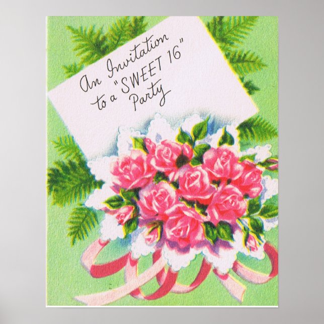 Retro Sweet 16 Einladung Poster (Vorne)