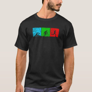 Retro Swim Bike Run Triathlon Athletic Sport Männe T-Shirt
