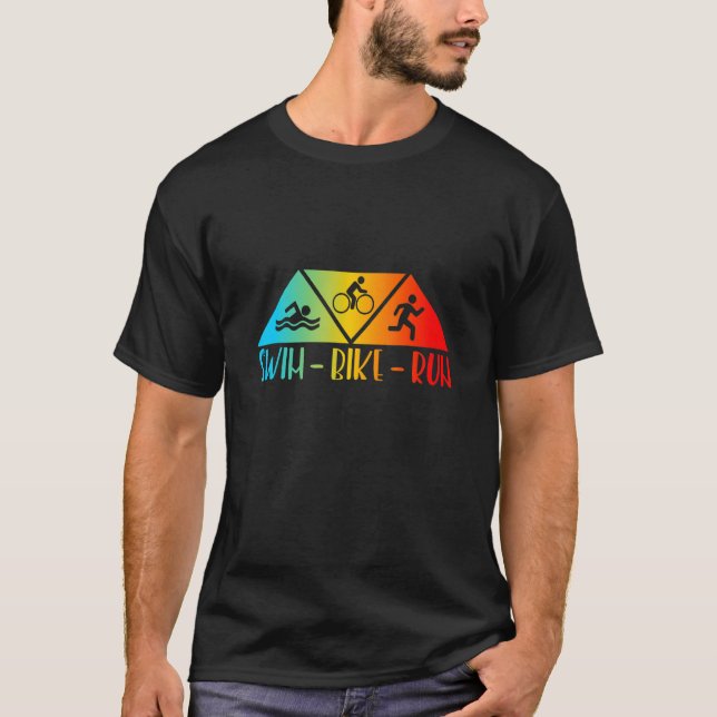 Retro Swim Bike Run Triathlon Athletic Sport Männe T-Shirt (Vorderseite)