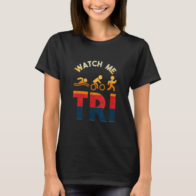 Retro Swim Bike Run Triathlon Athletic Sport Männe T-Shirt (Vorderseite)