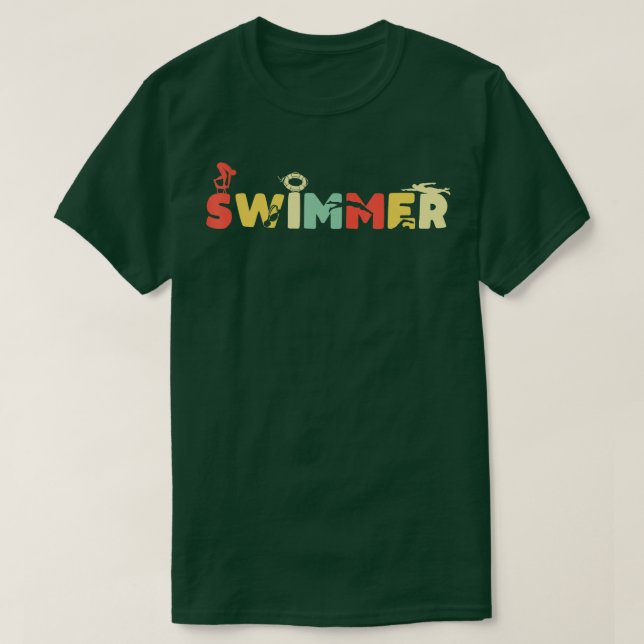 Retro Swimmingpool Vintager Schwimmfächer T-Shirt (Design vorne)
