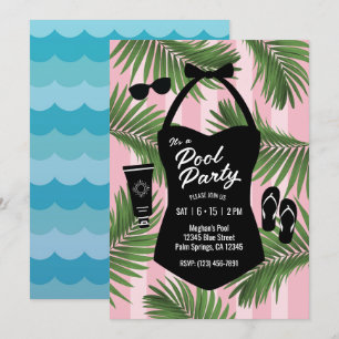 Retro Swimsuit Pool-Party Einladung