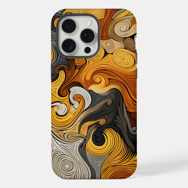 Retro-Swirbel-Muster-Digitaldruck iPhone 15 Pro Max Hülle (Rückseite)